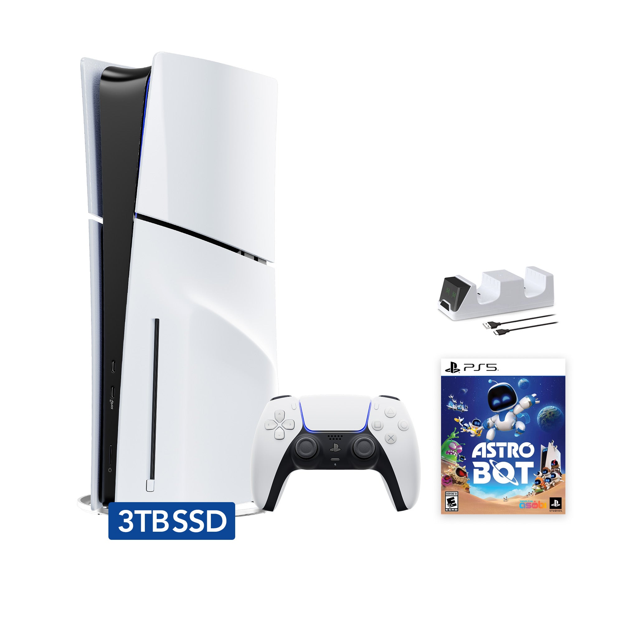 2025 New PlayStation 5 Slim Upgraded 3TB Disc Edition ASTRO BOT Bundle and Mytrix Controller Charger - White, Slim PS5 3TB PCIe SSD Gaming Console 2025 New PlayStation 5 Slim Upgraded 3TB Disc Edition ASTRO BOT Bundle and Mytrix Controller Charger - White, Slim PS5 3TB PCIe SSD Gaming Console